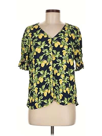 Pre-owned Ann Taylor Loft Short Sleeve Blouse In Yellow