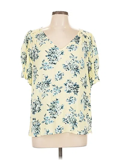 Pre-owned Ann Taylor Loft Short Sleeve Blouse In Yellow