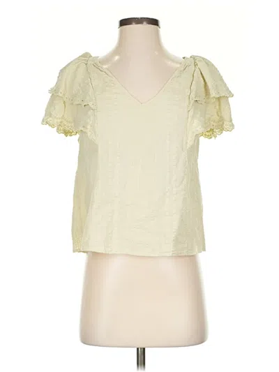 Pre-owned Ann Taylor Loft Short Sleeve Blouse In Yellow