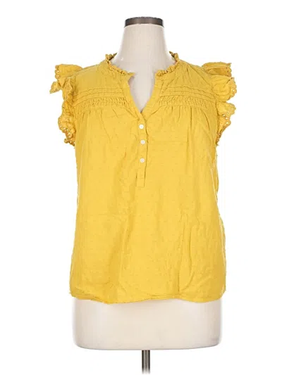Pre-owned Ann Taylor Loft Short Sleeve Blouse In Yellow