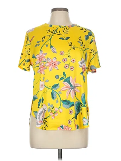 Pre-owned Ann Taylor Loft Short Sleeve Blouse In Yellow