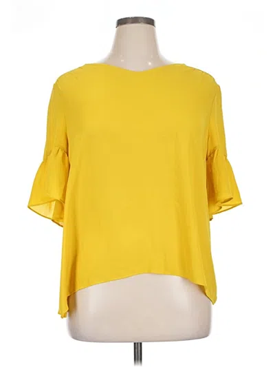 Pre-owned Ann Taylor Loft Short Sleeve Blouse In Yellow
