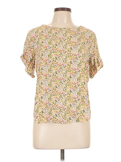 Pre-owned Ann Taylor Loft Short Sleeve Blouse In Yellow