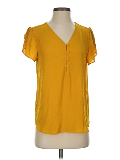 Pre-owned Ann Taylor Loft Short Sleeve Blouse In Yellow