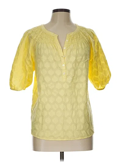 Pre-owned Ann Taylor Loft Short Sleeve Blouse In Yellow