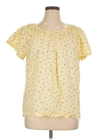 Pre-owned Ann Taylor Loft Short Sleeve Blouse In Yellow