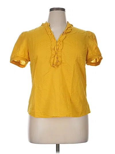 Pre-owned Ann Taylor Loft Short Sleeve Blouse In Yellow