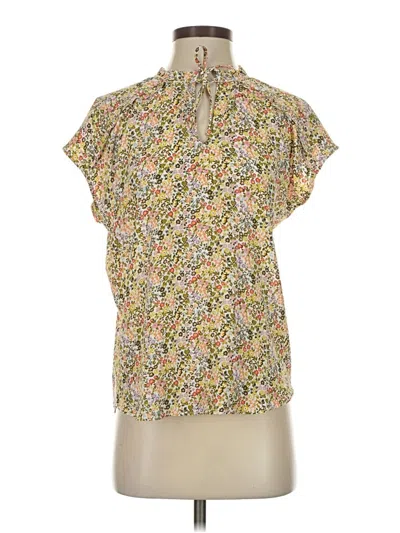 Pre-owned Ann Taylor Loft Short Sleeve Blouse In Yellow