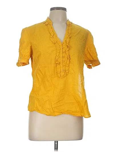 Pre-owned Ann Taylor Loft Short Sleeve Blouse In Yellow