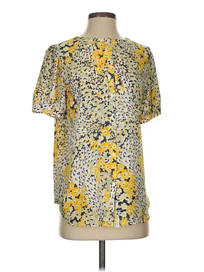 Pre-owned Ann Taylor Loft Short Sleeve Blouse In Yellow
