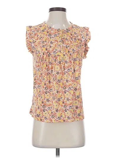 Pre-owned Ann Taylor Loft Short Sleeve Blouse In Yellow