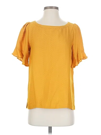 Pre-owned Ann Taylor Loft Short Sleeve Blouse In Yellow