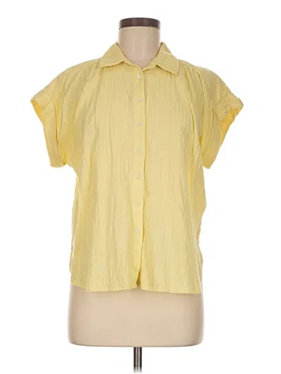 Pre-owned Ann Taylor Loft Short Sleeve Blouse In Yellow