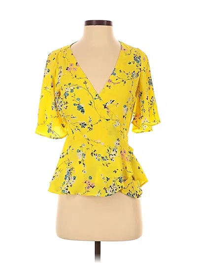 Pre-owned Ann Taylor Loft Short Sleeve Blouse In Yellow