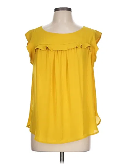 Pre-owned Ann Taylor Loft Short Sleeve Blouse In Yellow