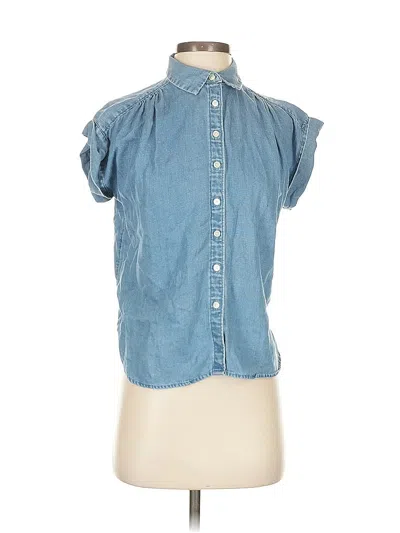 Pre-owned Ann Taylor Loft Short Sleeve Button Down Shirt In Blue