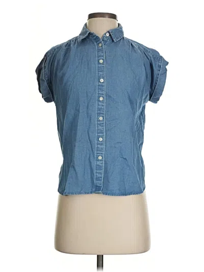 Pre-owned Ann Taylor Loft Short Sleeve Button Down Shirt In Blue