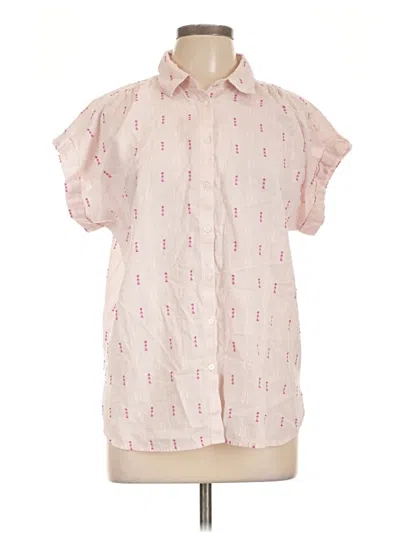 Pre-owned Ann Taylor Loft Short Sleeve Button Down Shirt In Pink