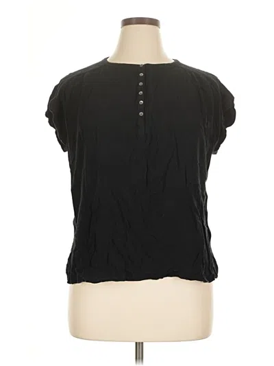 Pre-owned Ann Taylor Loft Short Sleeve Henley Shirt In Black