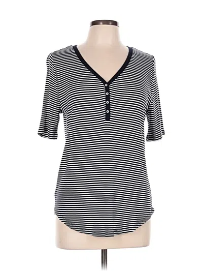 Pre-owned Ann Taylor Loft Short Sleeve Henley Shirt In Black