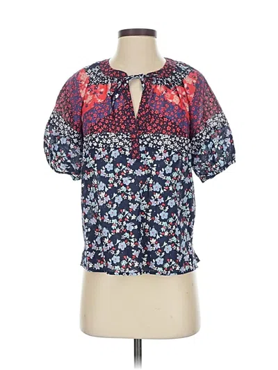 Pre-owned Ann Taylor Loft Short Sleeve Henley Shirt In Blue