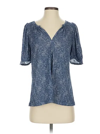 Pre-owned Ann Taylor Loft Short Sleeve Henley Shirt In Blue