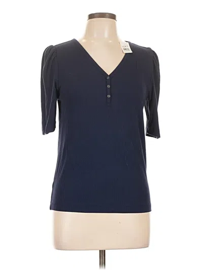 Pre-owned Ann Taylor Loft Short Sleeve Henley Shirt In Blue