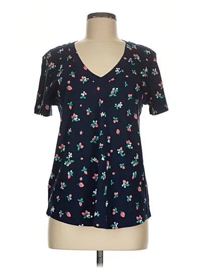 Ann Taylor Loft Short Sleeve Henley Shirt In Blue