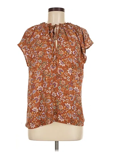 Pre-owned Ann Taylor Loft Short Sleeve Henley Shirt In Brown