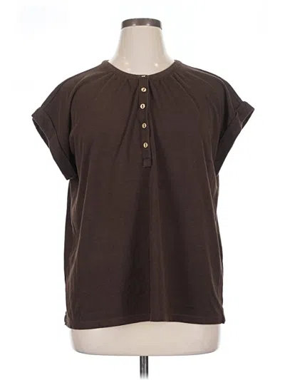 Pre-owned Ann Taylor Loft Short Sleeve Henley Shirt In Brown