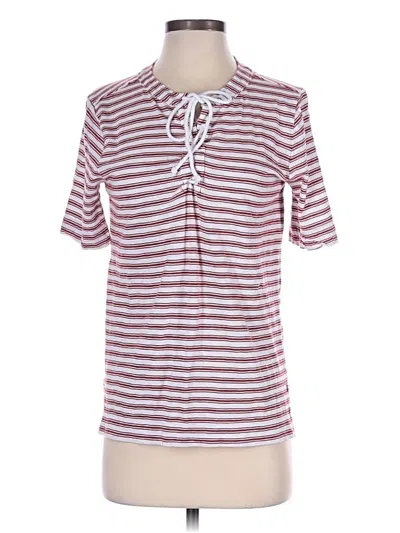 Pre-owned Ann Taylor Loft Short Sleeve Henley Shirt In Burgundy