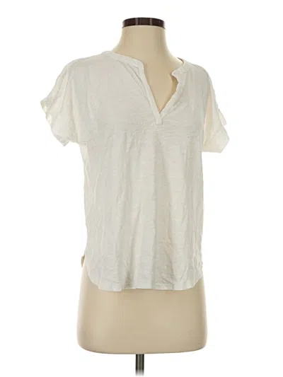 Pre-owned Ann Taylor Loft Short Sleeve Henley Shirt In Ivory
