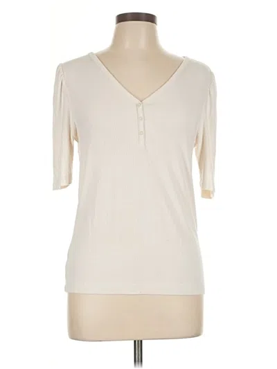 Pre-owned Ann Taylor Loft Short Sleeve Henley Shirt In Ivory