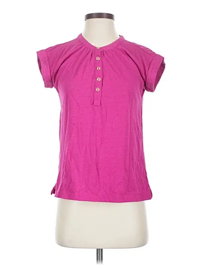 Pre-owned Ann Taylor Loft Short Sleeve Henley Shirt In Pink