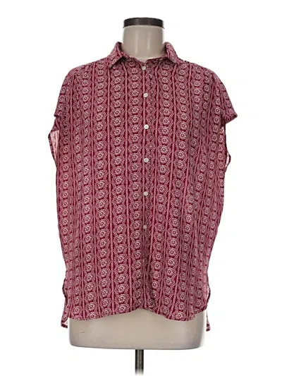 Pre-owned Ann Taylor Loft Short Sleeve Polo Shirt In Burgundy