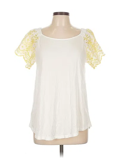 Pre-owned Ann Taylor Loft Short Sleeve T-shirt In White