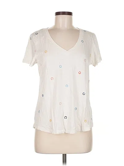 Pre-owned Ann Taylor Loft Short Sleeve T-shirt In White