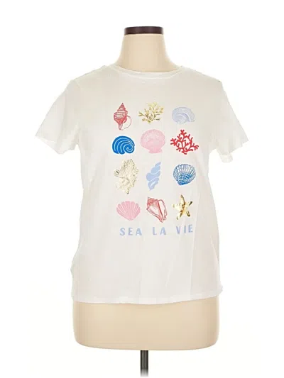 Pre-owned Ann Taylor Loft Short Sleeve T-shirt In White