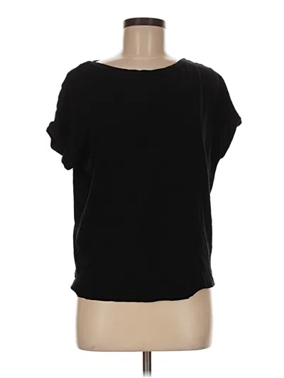Pre-owned Ann Taylor Loft Short Sleeve Top Black Boatneck Tops