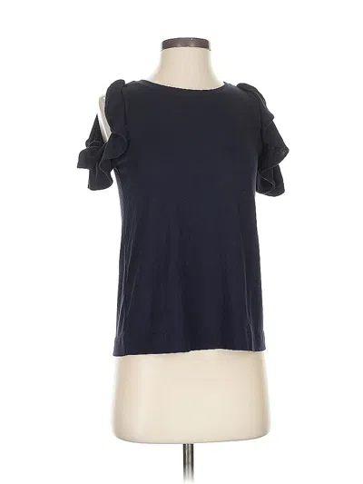 Pre-owned Ann Taylor Loft Short Sleeve Top Black Cold Shoulder Neckline Tops