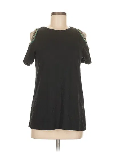 Pre-owned Ann Taylor Loft Short Sleeve Top Black Cold Shoulder Neckline Tops