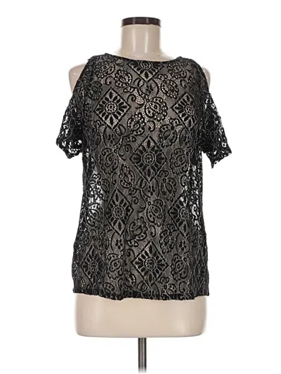 Ann Taylor Loft Short Sleeve Top Black Cold Shoulder Neckline Tops