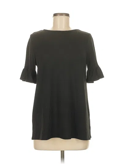 Pre-owned Ann Taylor Loft Short Sleeve Top Black Keyhole Neckline Tops