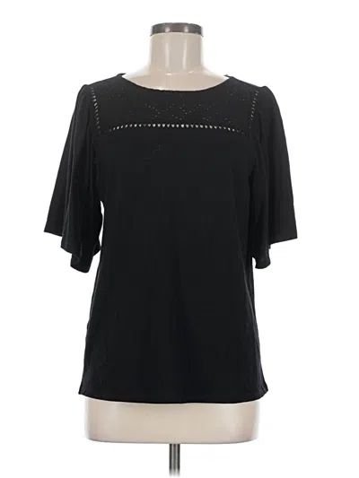Ann Taylor Loft Short Sleeve Top Black Keyhole Neckline Tops