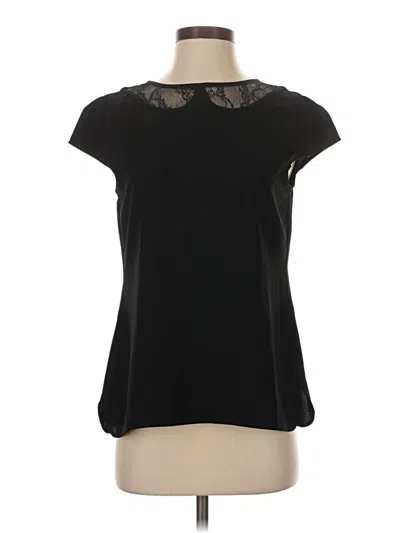 Pre-owned Ann Taylor Loft Short Sleeve Top Black Mock Neckline Tops
