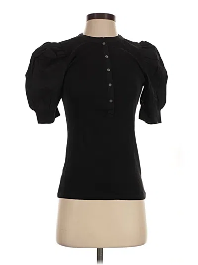 Ann Taylor Loft Short Sleeve Top Black Mock Neckline Tops