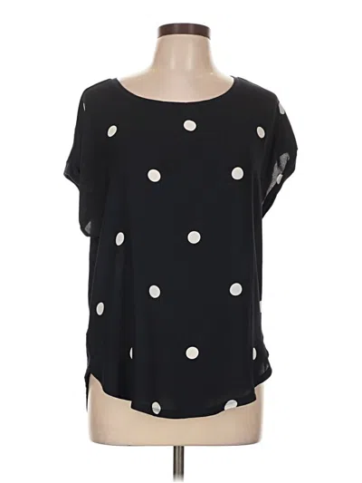 Pre-owned Ann Taylor Loft Short Sleeve Top Black Polka Dots Pattern Boatneck Tops