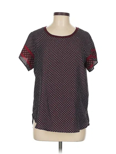 Pre-owned Ann Taylor Loft Short Sleeve Top Black Polka Dots Pattern Crew Neck Tops