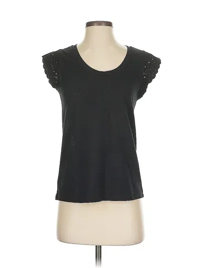 Pre-owned Ann Taylor Loft Short Sleeve Top Black Scoop Neck Tops