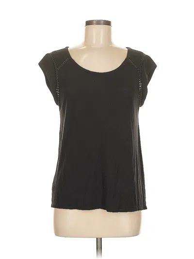 Pre-owned Ann Taylor Loft Short Sleeve Top Black Scoop Neck Tops